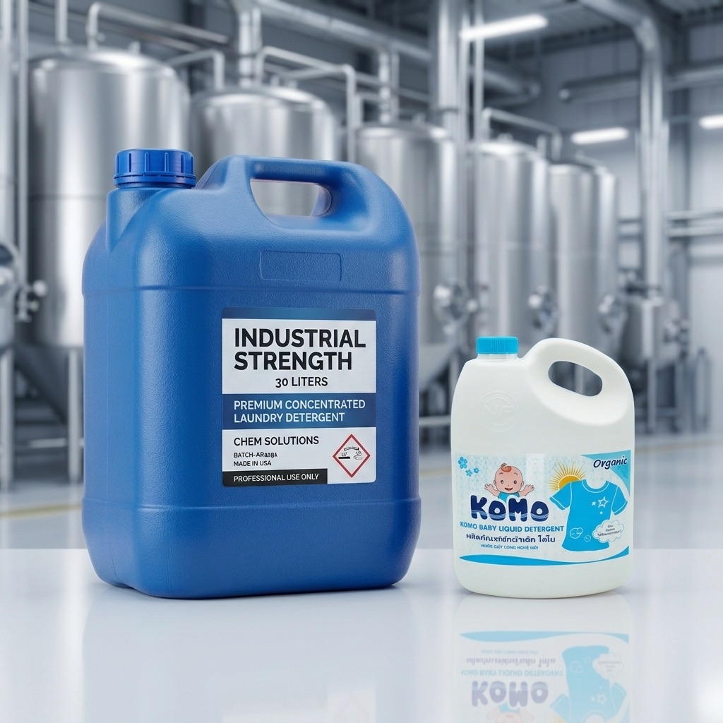 Nước Giặt Công Nghiệp Cốt Lõi Khác Gì Nước Giặt Gia Đình?