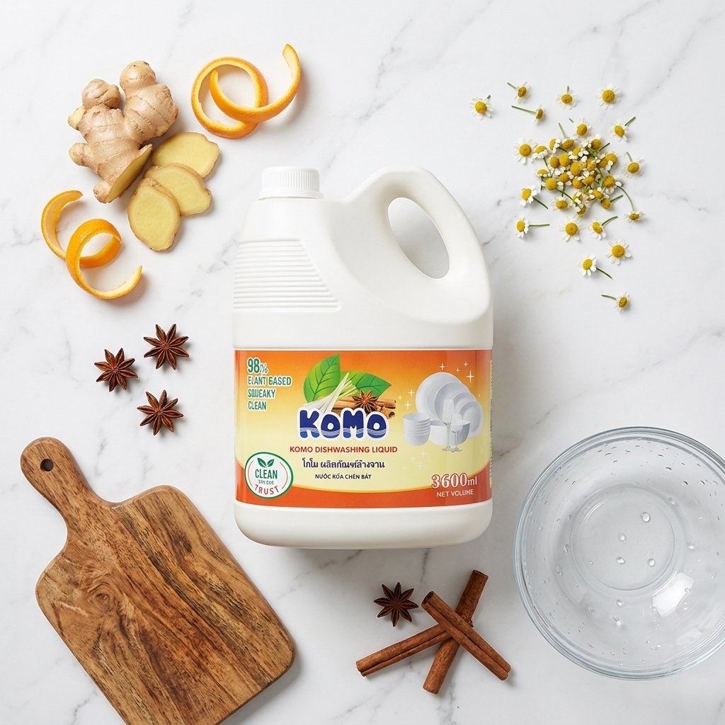 Quy trình pha chế cốt nước rửa chén sinh học từ enzym hữu cơ kết hợp gừng tươi